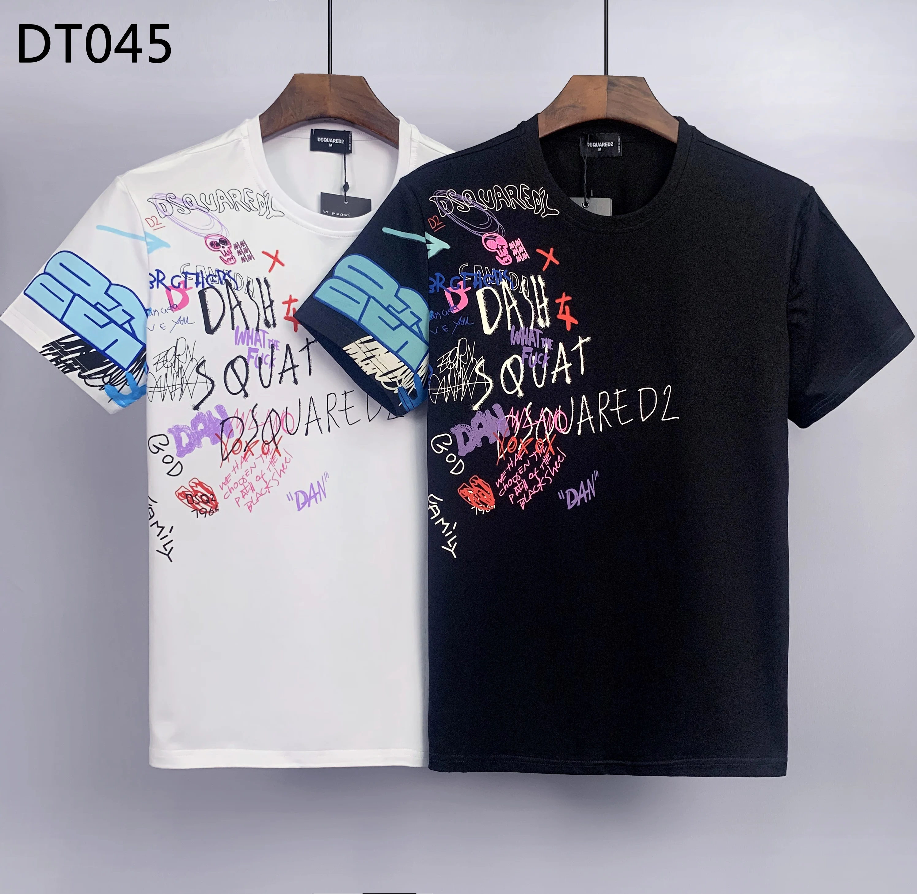 

Fashion dsquared2 Letters Printed Mens T Shirt Casual Vintage Short Sleeve Handsome Man Sports Tees Trendy Street Style T Shirts