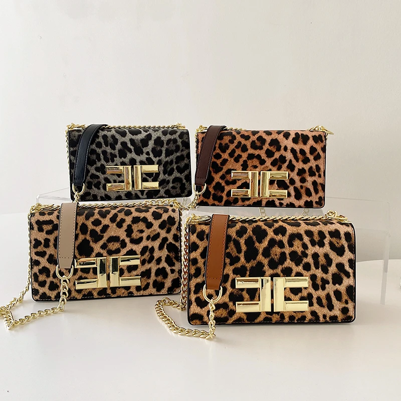 

Women Bag Luxury Designer Brand Chain Shoulder Bag Leopard Print Leather Handbag Ladies Fashion Boston Crossbody Bag Casual Tote
