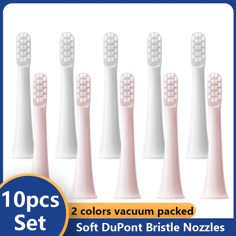 10pcs Sonic Electric Toothbrush for XIAOMI T100 Soft Vacuum Replacment Heads Clean Bristle Brush Nozzles Head with 50pcs Floss