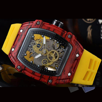 Luxury Top Brand Military Watch for Men Transparent Case Tonneau Clock Mens Sport Watches Male Steampunk Wristwatch Reloj Hombre-37354