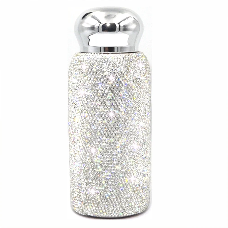 

Women Thermos Water Bottle Cute Thermo Cup with Diamond Coffee Tea Drink Mug Thermal Tumble Vacuum Cups