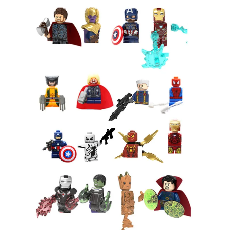 Фигурка супергероя из строительных блоков Loki silvie Hulk Thor Captain America Venom Groot Thanos Vision Falcon