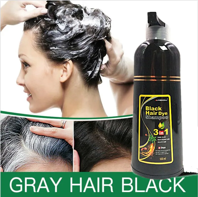 Sdotter 1pc 500ML Natural Fast Hair Dying Shampoo Ginger Hair Dye Permanent Black Hair Shampoo For Women and Men Gray Hair Remov