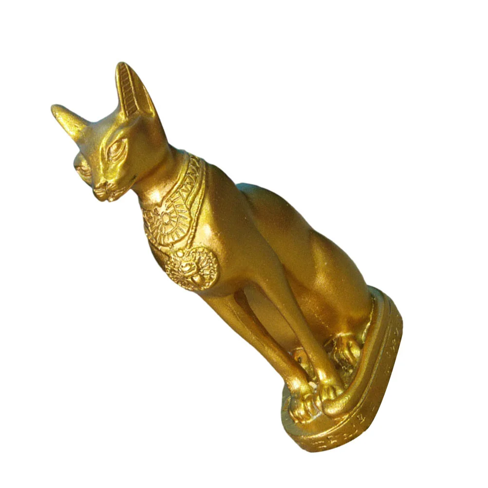 

Cat Egyptian Statue Bastet Figurine Sculpture Goddess Resin Ancient Egypt Animal Golden Decor Home Ornament Figure Desktop