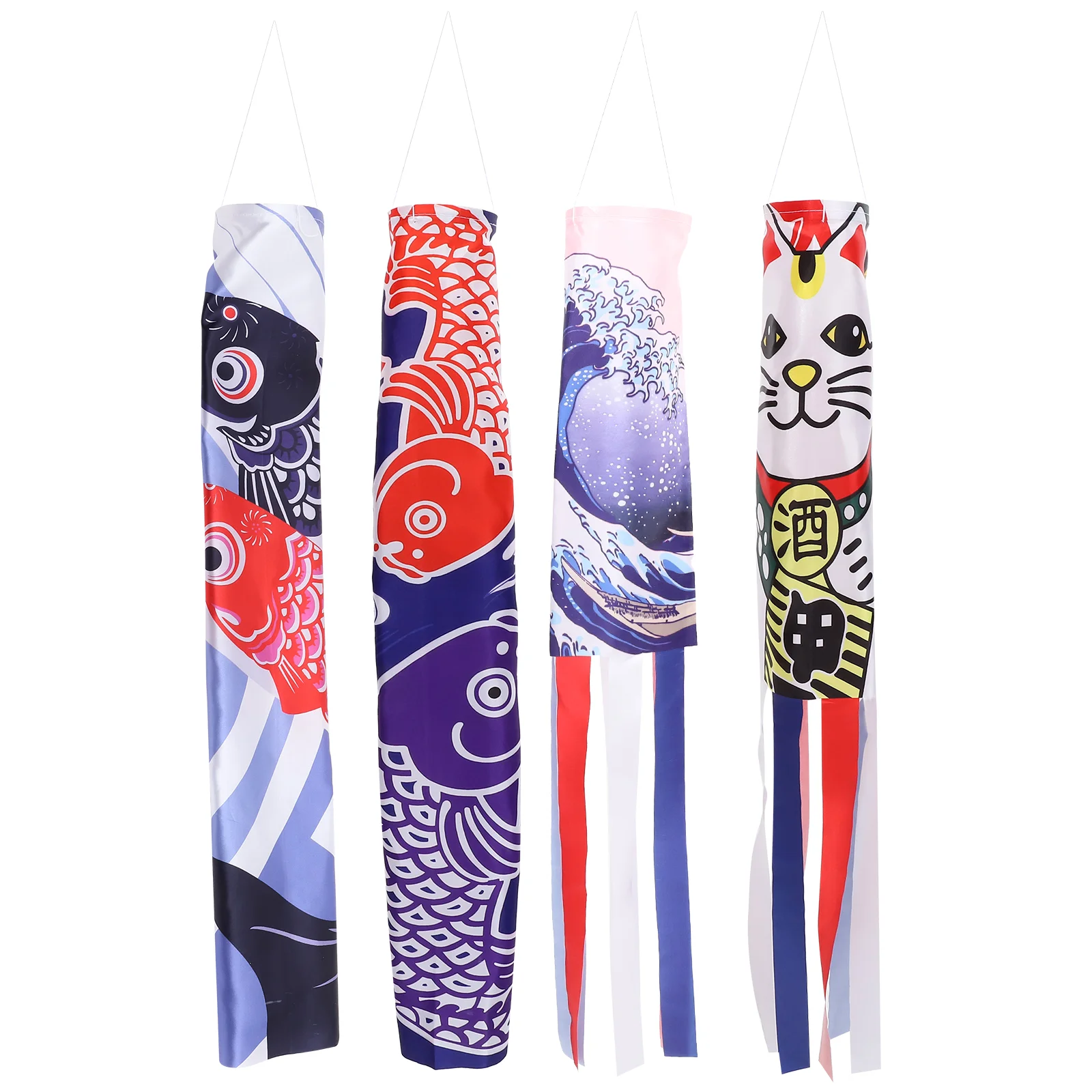 

4pcs Japanese Carp Windsock Flag Kite Koinobori Hanging Decor For Japanese Sushi Bar Izakaya Room