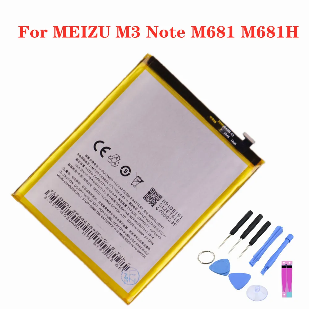 

New BT61 Battery For Meizu M3 Note L681 L681H M681 M681H 4000mAh High Capacity Replacement Batteries +Tools