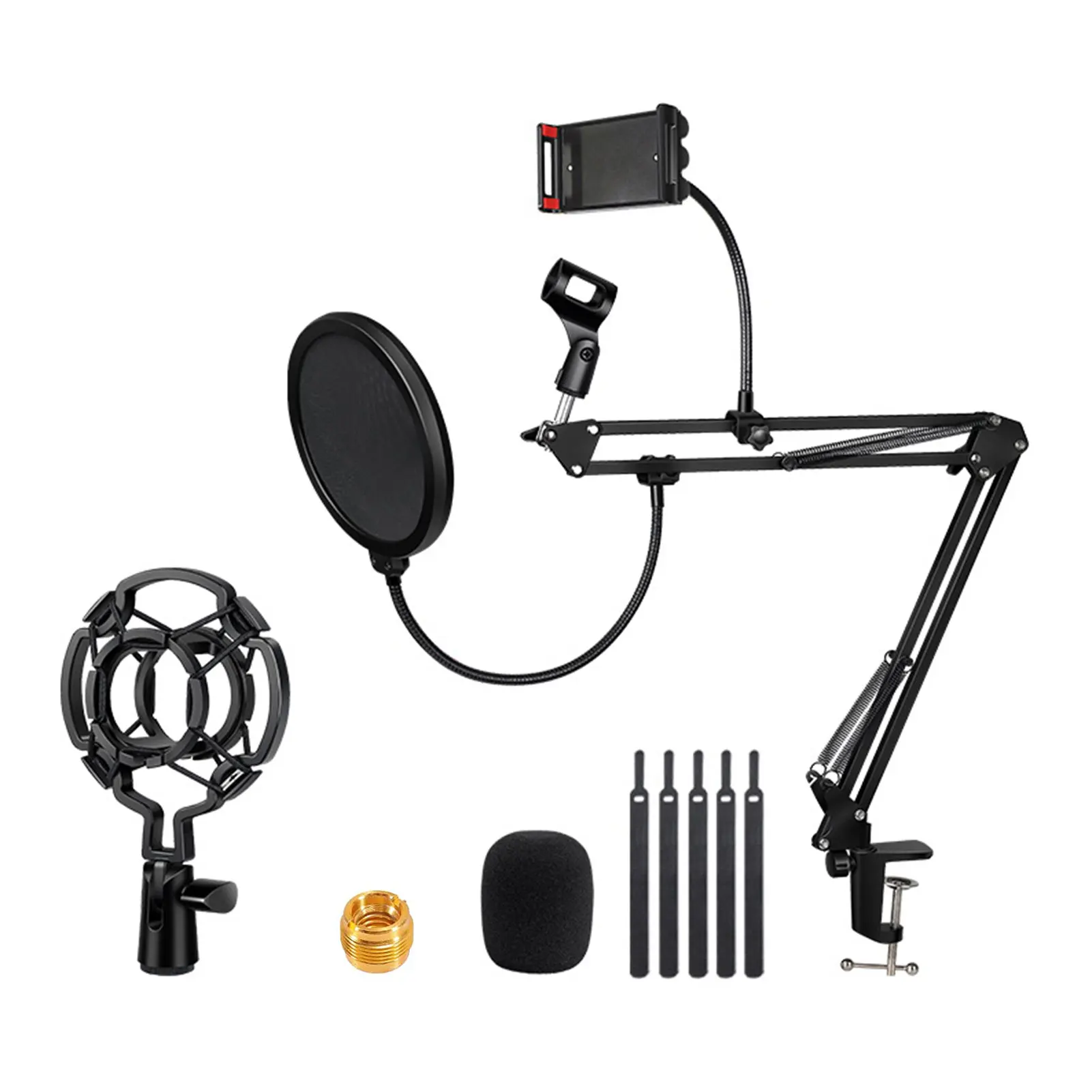 

Сверхмощная подставка для микрофона, регулируемая подвеска для микрофона, ножничная подставка с ударным креплением, двухслойная подставка