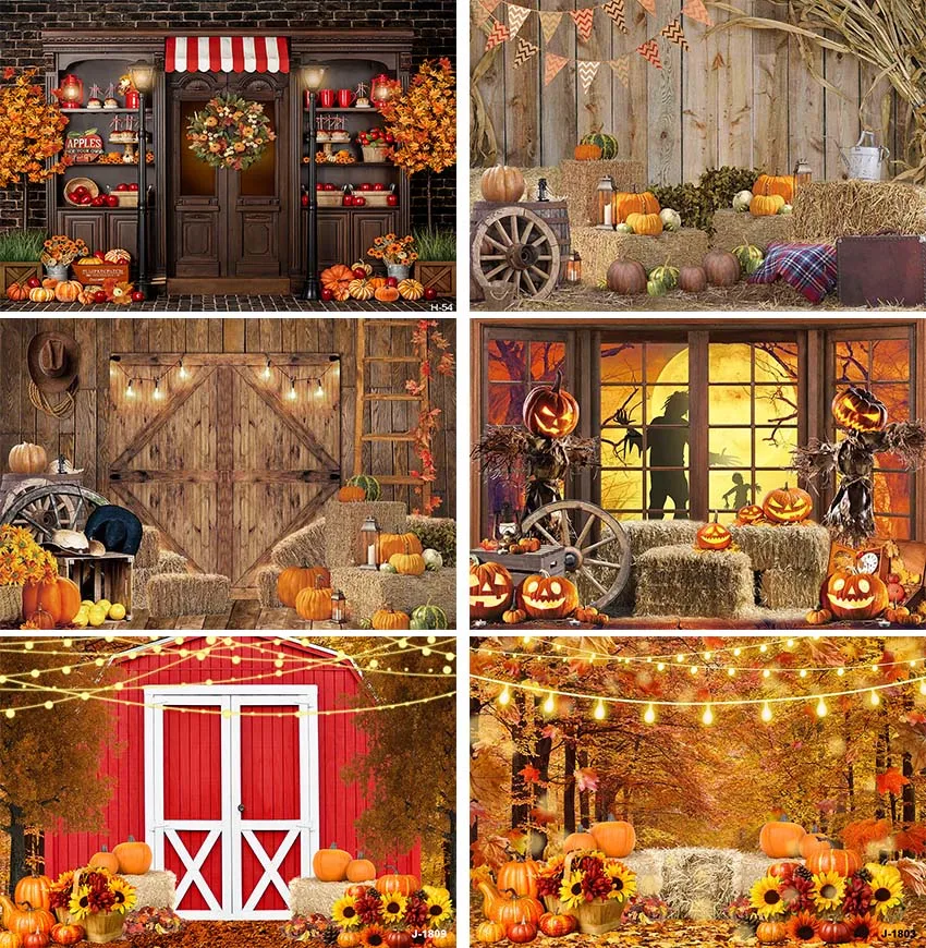 

Ужас Хэллоуин Окно Фон луна ночь фотография Фон страшный пугал Тыква стог сена для вечеринки украшение Баннер