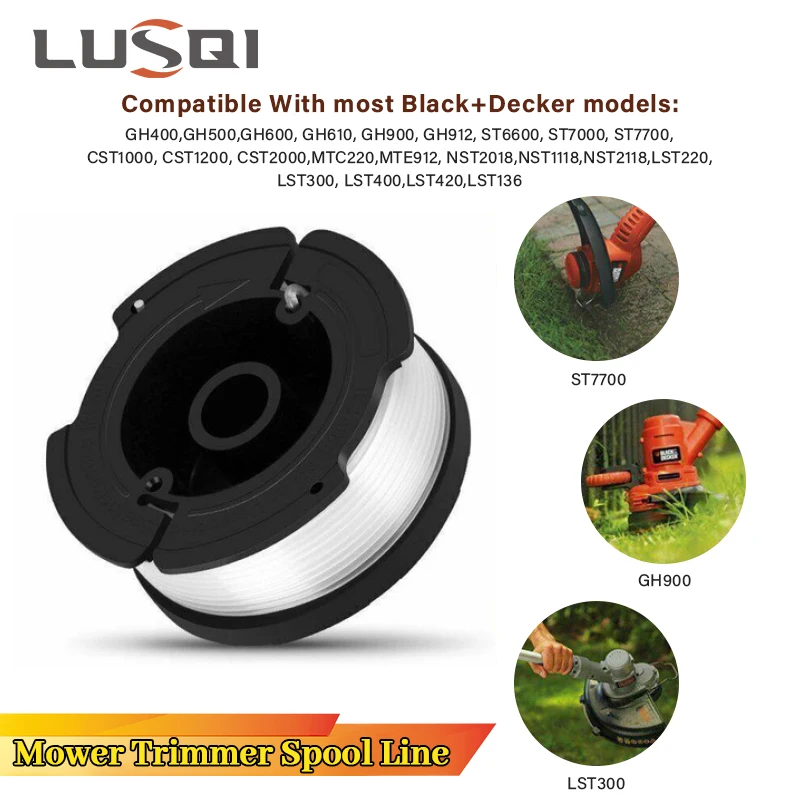 LUSQI Trimmer Spool Line 30ft 0.065”AF-100-3ZP Lawn Mower Replacement Spool Scap Fit Black & Decker Brush Cutter Weed