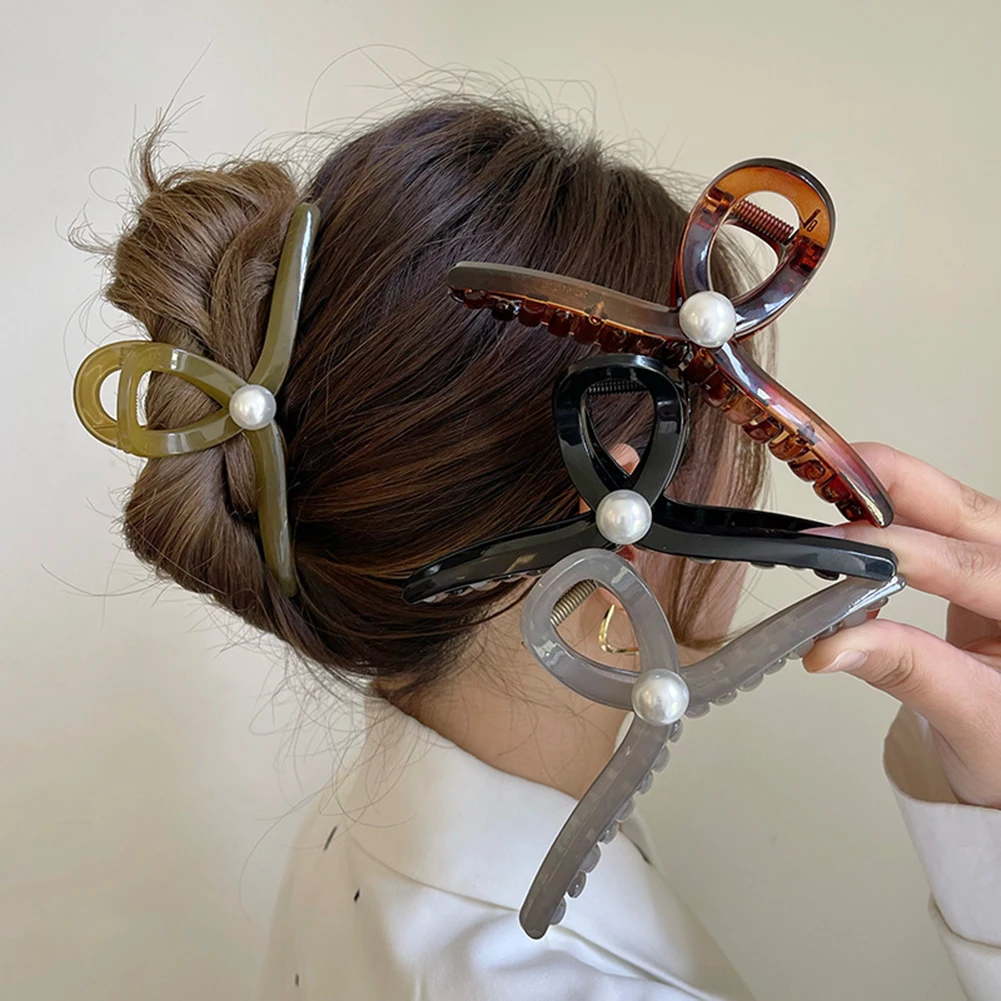 

Женские акриловые заколки-крабы, жемчужные зажимы для волос, большие размеры, модные аксессуары для волос