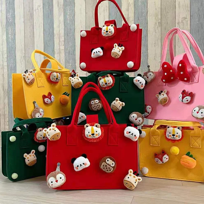 

Animal Storage Bag Zoo tote for children's birthday party DIY home organization Candy Bag Felt Cartoon Doll Felt Gift Bag