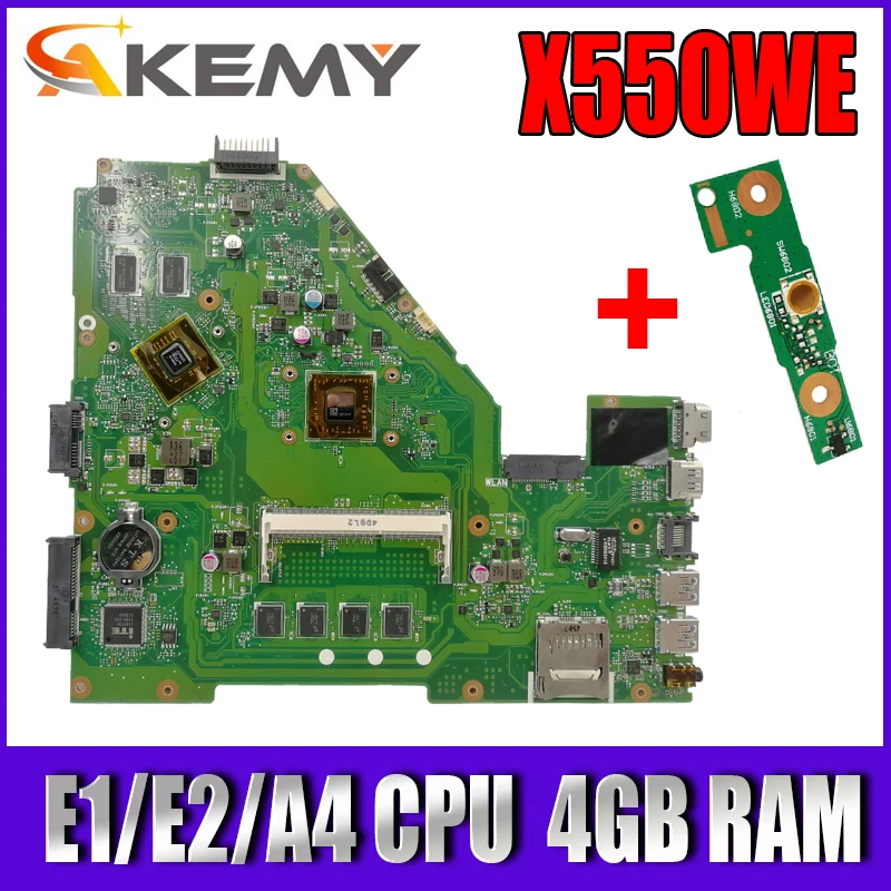 

Новинка! Материнская плата X550WE для Asus X550W X550WE X550W D552W X552WE Материнская плата ноутбука REV 2,2/2,1 100% протестированная 4 Гб ОЗУ