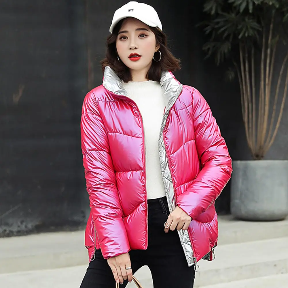 New Women Short Slim Cotton Coat Parkas Female Glossy Winter Warm Thick Shiny Coats Female Plus Size Jacket 3Xl Parka Girl