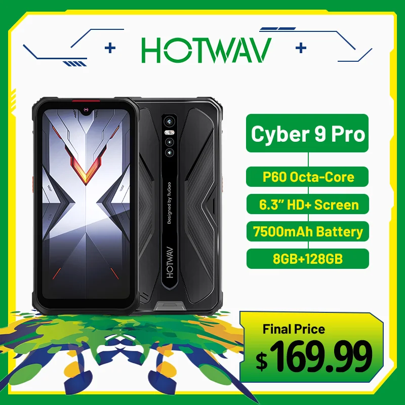 Hotwav Cyber 9 Pro 4G Rugged Smartphone Helio P60 Octa Core 6.3&quot 8GB + 128GB 7500mAh Mobile Phone 48MP Rear Camera Cellphone |