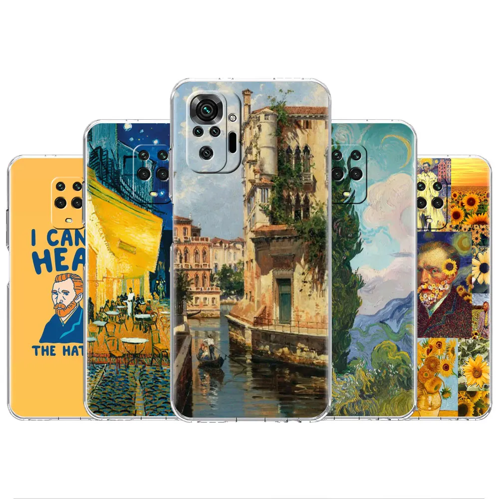 

ShockProof Case for Xiaomi Redmi Note 11S 11 10 9 8 11E K40 Pro 9S 9A 9C 8T 7 9 4G 10C Soft funda Cover Van Gogh Sunflower Art
