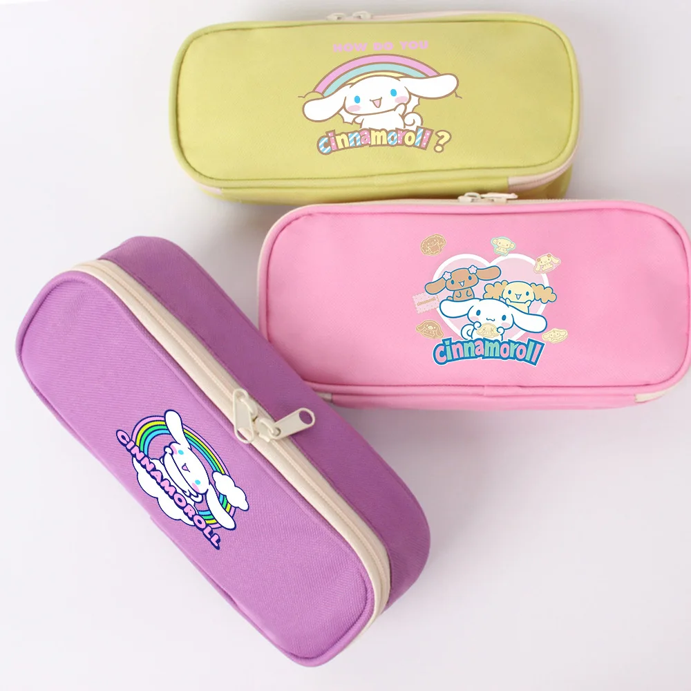 

Sanrio Kuromi Pencil Bag Color Solid Color Printing Two-sided Canvas Bag Coin Purse Zipper Pencil Case Student Storage Bag