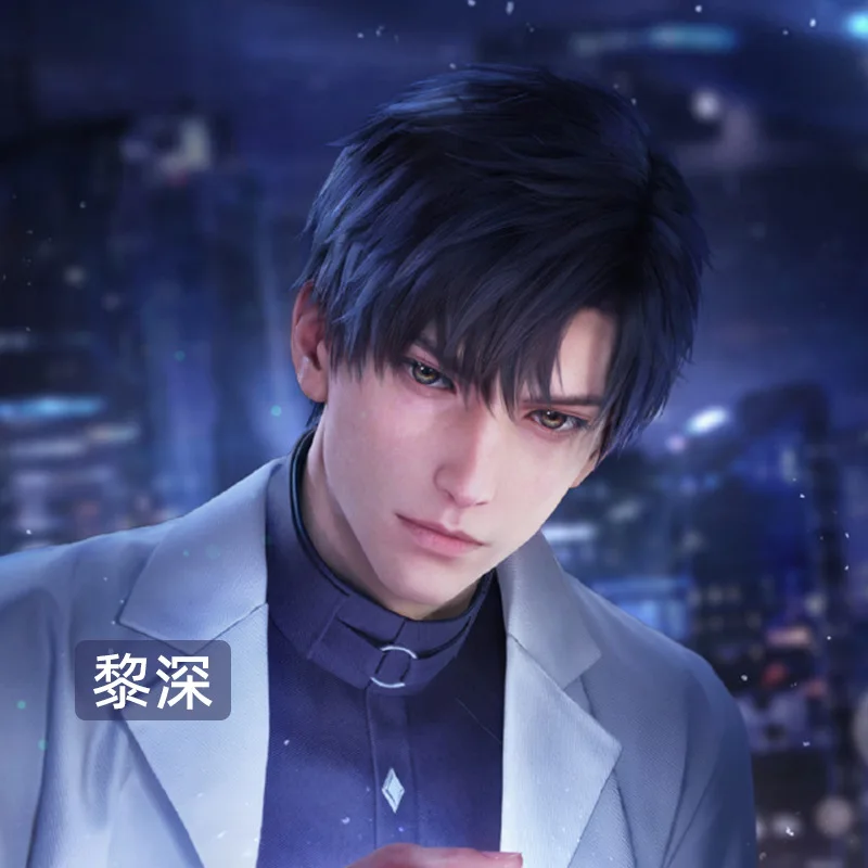 Парик для косплея Love And Deepspace Rafayel 30 см короткие фиолетовые серые термостойкие