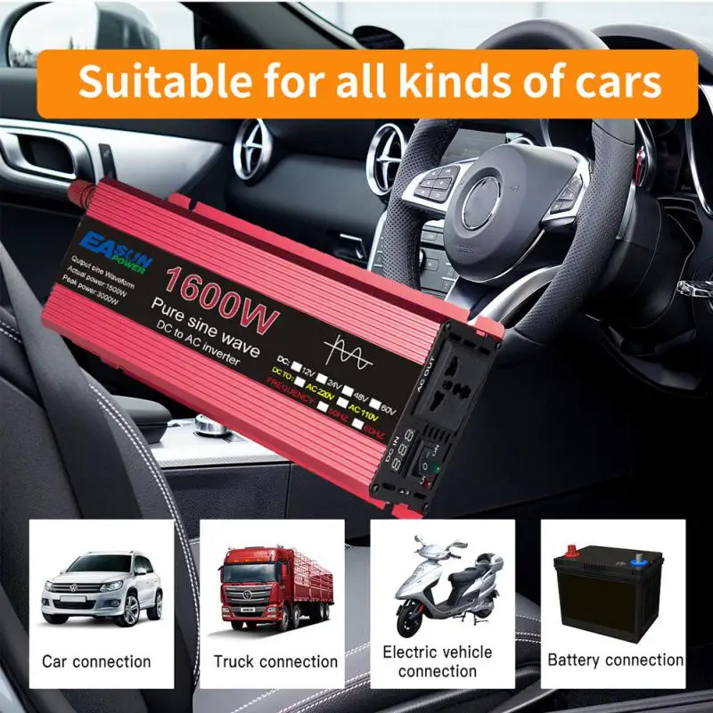 

Преобразователь Напряжения DC 12V/24 To AC 220/110V 1000W 1600W 2200W 3000w с универсальным USB разъемом преобразователь питания