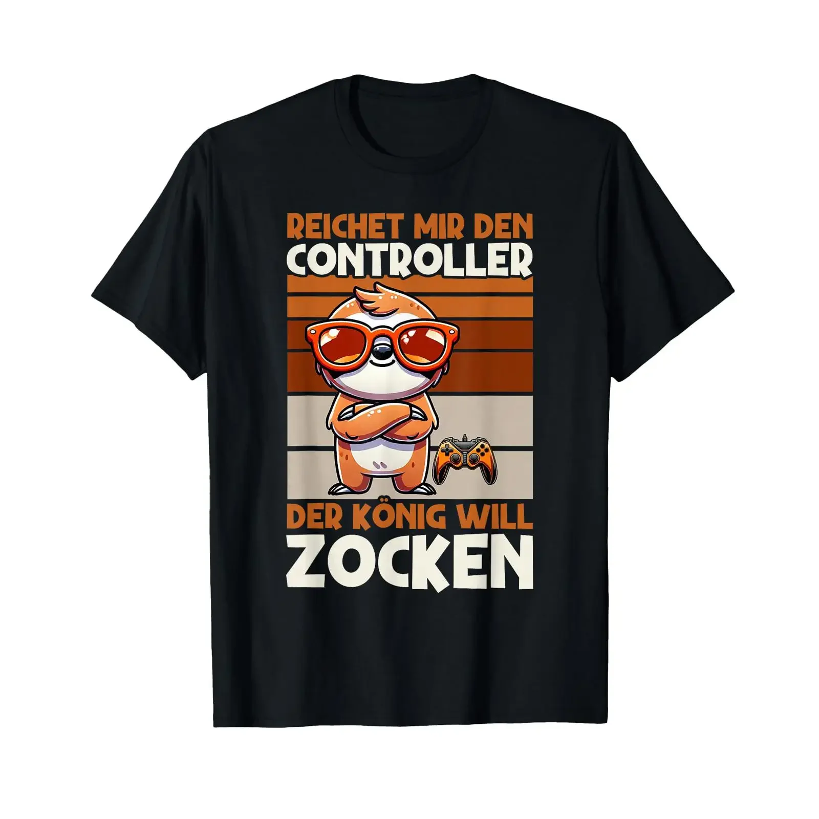 Фото Футболка Reichet Mir Den Controller Faultier Gaming Nerd Zocker, винтажная, с эффектом потертости, мягкая, удобная, повседневная, дизайнерская одежда с принтом. №1
