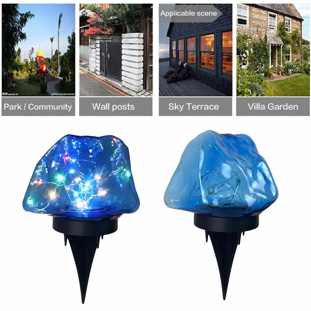

Solar Garden Lights Colorful Ip65 Waterproof Stone-like Shape Lamp Decoration For Outdoor Lawn Yard Patio