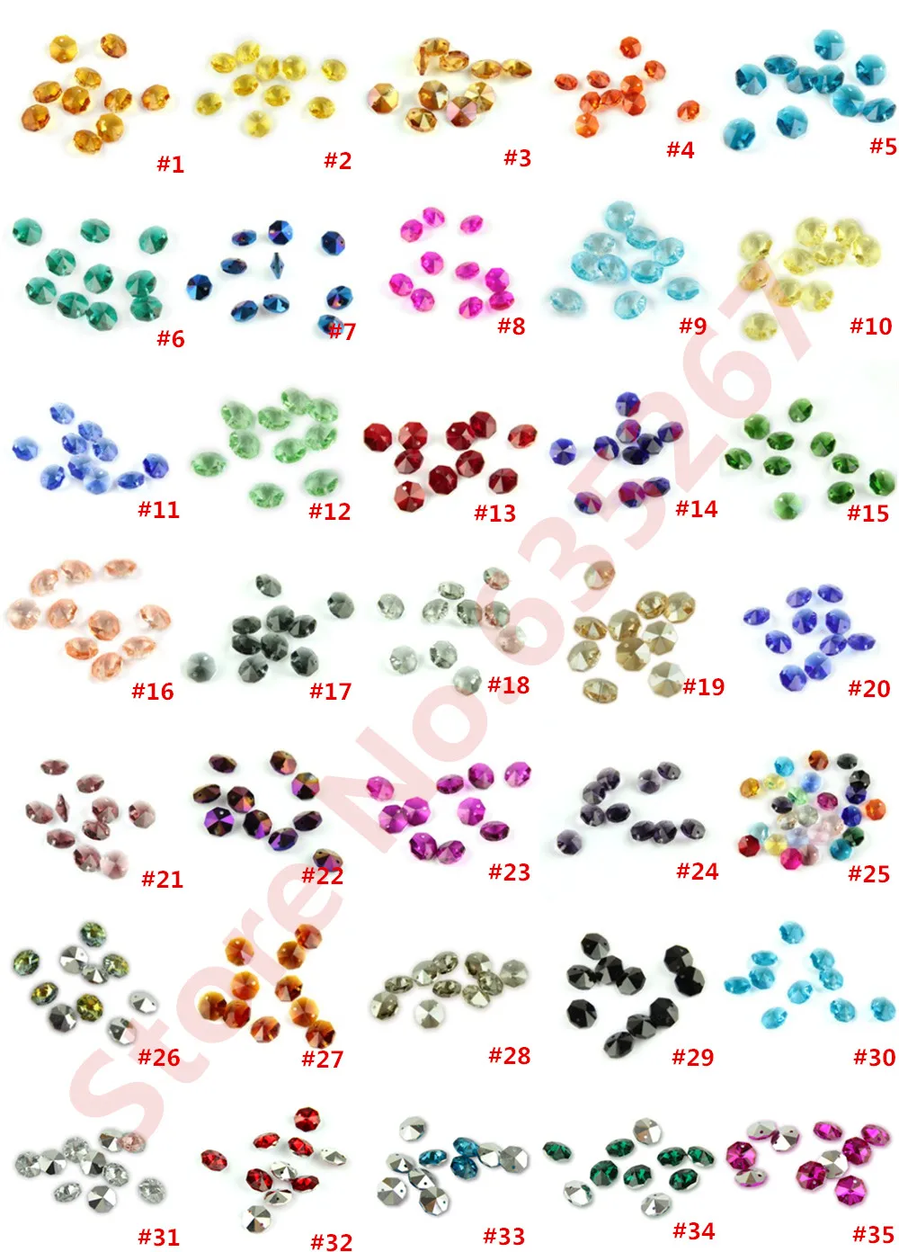 Цветные 14 мм Хрустальные стеклянные Восьмиугольные бусины с 1/2 отверстиями