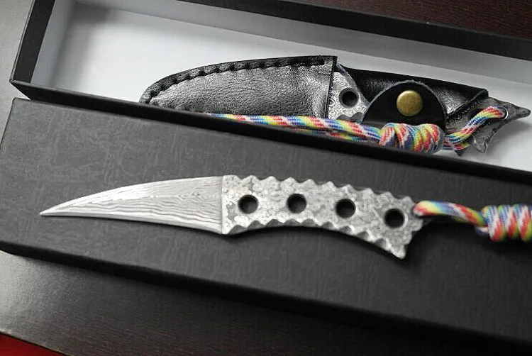 

Cattlehide Cover Damascus Steel Forging Straight Knife One-piece Steel Mini Boutique Collection Knife Dancers