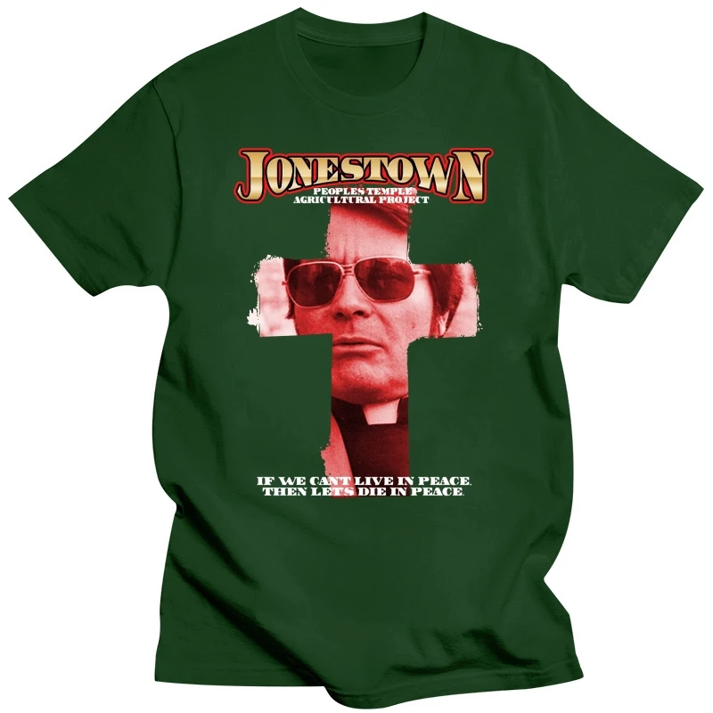 Новинка черная футболка Jonestown Джим Джонс с изображением людей храма злого культа