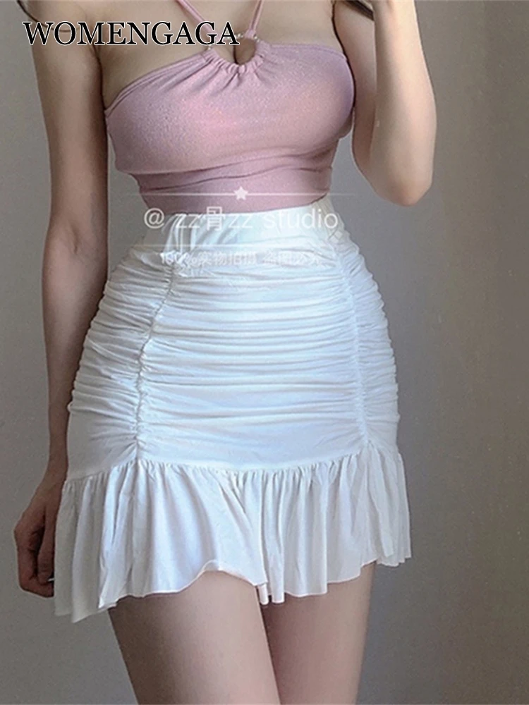 

Элегантная тонкая привлекательная обтягивающая мини-юбка womпорайзер с оборками и высокой талией, горячие привлекательные корейские женски...