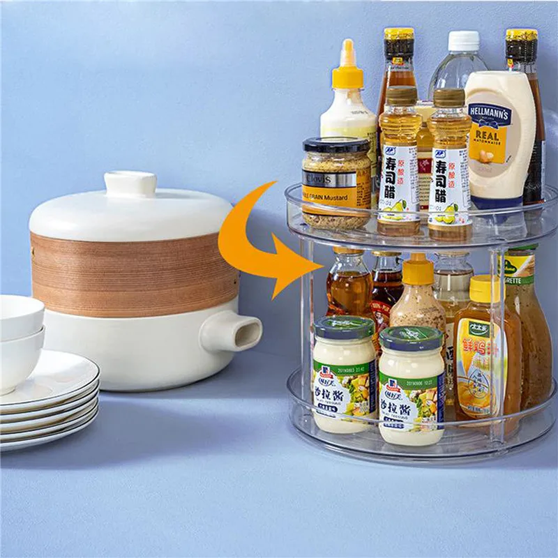 

Кухонный ящик для хранения, вращающийся на 360 градусов, практичный пластиковый ящик для хранения, подсластители для чая, многослойная много...