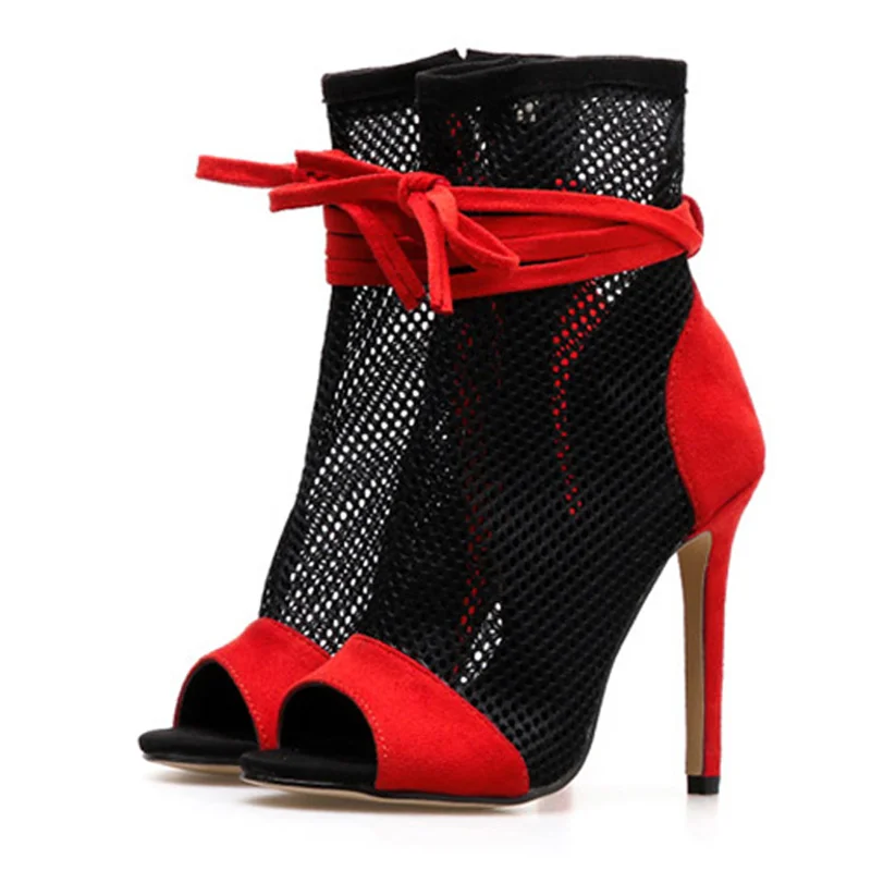 Sexy Peep Toe  Stiletto High Heels Women's Sandals 2023 New Fashion Party Zipper ANKLE Boots Club Strippers Shoes