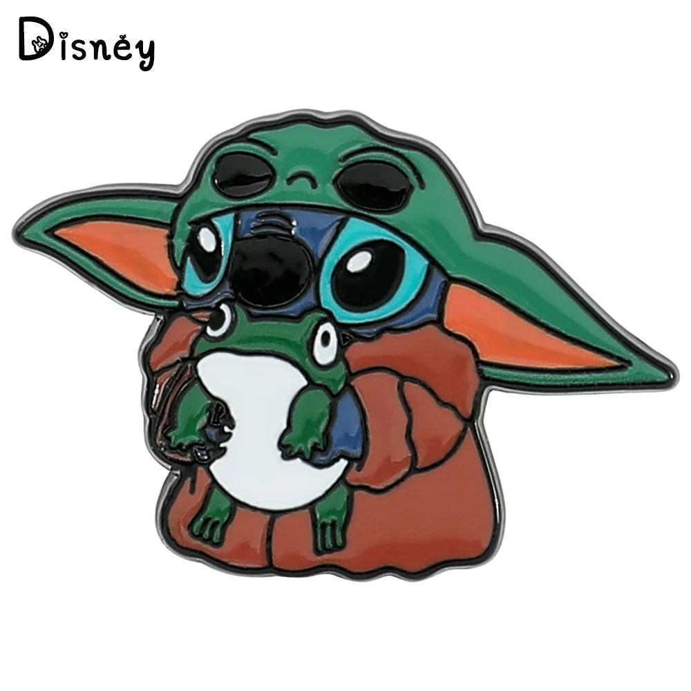 

Disney Stitch Wear Yoda Clothing Hug Frog Enamel Brooch Cute Cartoon Lilo and Stitch Badge Lapel Pin for Kids Accessories Gifts