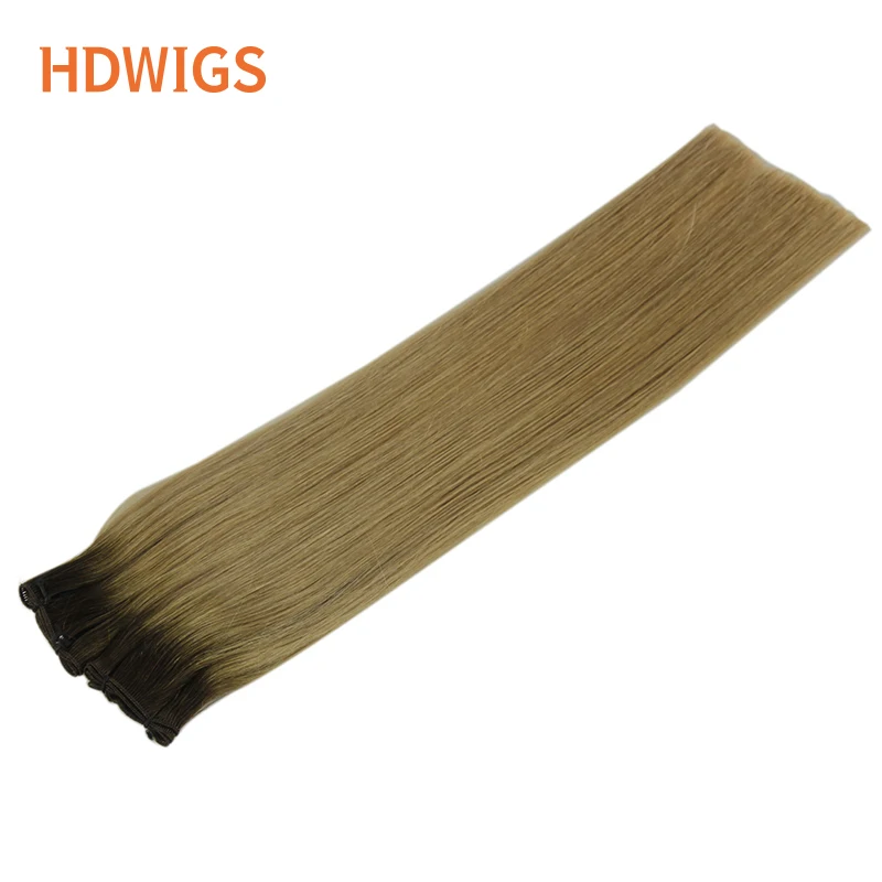 Genius Weft Human Hair Extensions Straight Virgin Human Hair Bundle 12A Grade One Donor Hair Weave Thick Hair End Natural Blonde