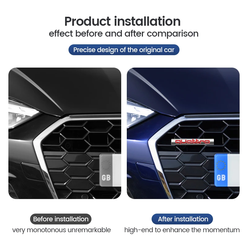 6 цветов металлический логотип Quattro передняя решетка эмблема наклейка наклейки