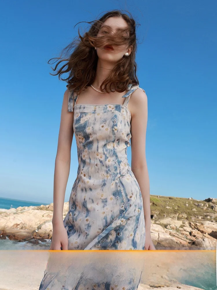 Триколор Ibudu2024 весеннее новое французское элегантное шифоновое платье с бантом и