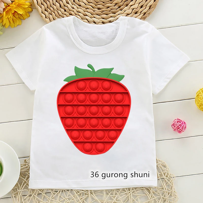 

2022 Funny Rainbow Carrot pineapple vegetable T Shirt Fidget Toys Tshirt поп ит PopIt T-Shrit Boys Girls Kids Clothes 3-13Y