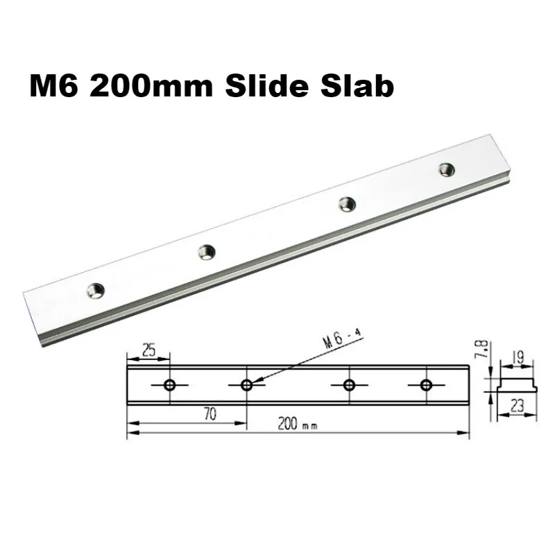 

T Track Slot M6 200mm Slide Slab For T-slot T-track Miter Fixture Woodworking Tool Router Table Tools
