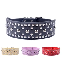 fashion dog collars pu leather mushroom studded puppy pet collar for big dogs 4sizes m l xl xxl pet neck strap supplies