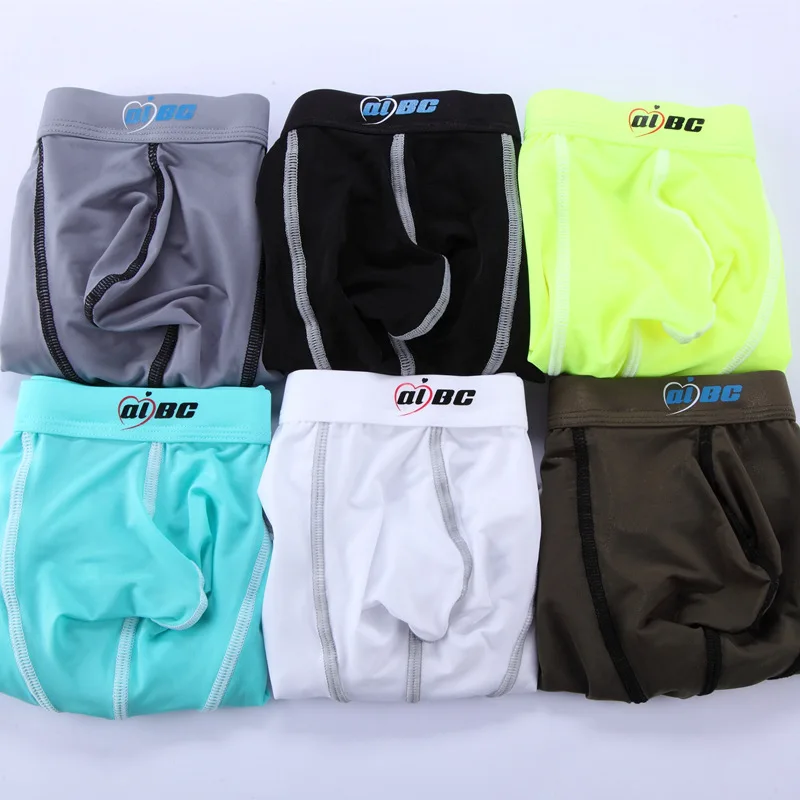 Man Summer Underwear Ice Silk Loose Bulge Pouch Lingerie Gay Erotic Boxers with Pocket Bikini for Travel Ultra-low Waist Briefs