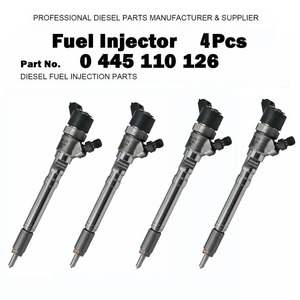 

4PCS 0445110126,0 445 110 126 Diesel Fuel Injector for Hyundai Santa Fe Kia Sportage 1.5L 2.0L 33800-27900 Car Accessories