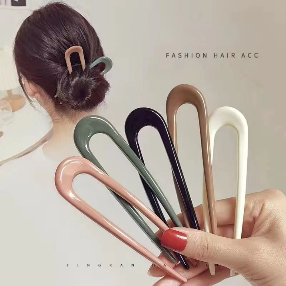 

1Pc Women Hair Clip Pins Korean Style Solid Color Hair Stip Minimalist U Shape Girls Hair Bun Maker Headwear Styling Tools