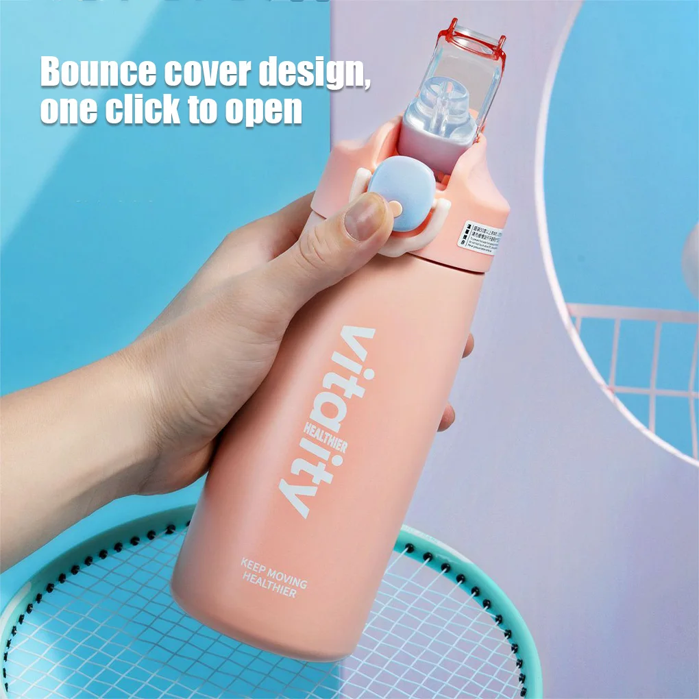 

Portable Vacuum Cup Bottle Hiking Travel Thermal Insulated Kettle Double Layer Flip Lid Stainless Steel Fitness Drink Coffee Mug