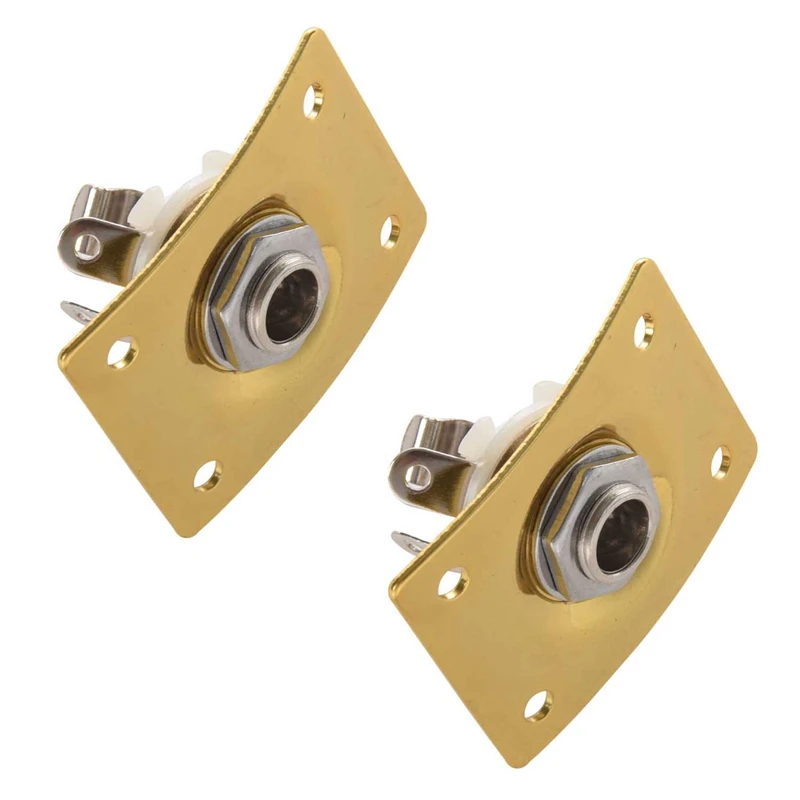 

2X Square Style Jack Plate Guitar Bass Jack 1/4 Output Input Jack Socket For Electric Guitar Parts & Accessories Gold