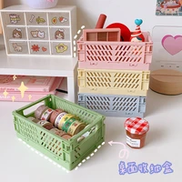 ins desktop plastic storage baskets organizer box folding stackable toy storage basket with handle bathroom storage box basket