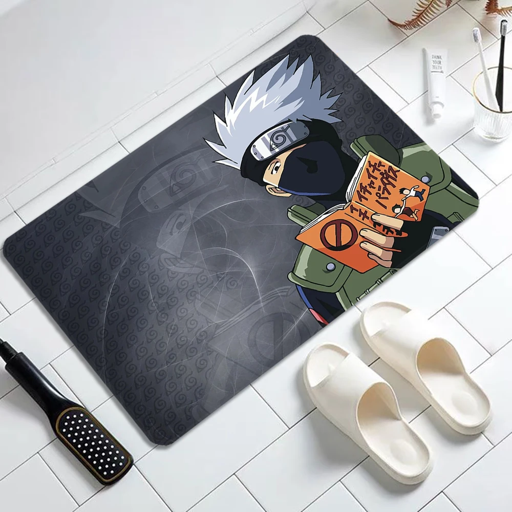 

Anime Naruto Hatake Kakashi Floor Carpet for Bathroom Living Room Front Door Mats Flannel Kitchen Rugs Hallway Entrance Mat