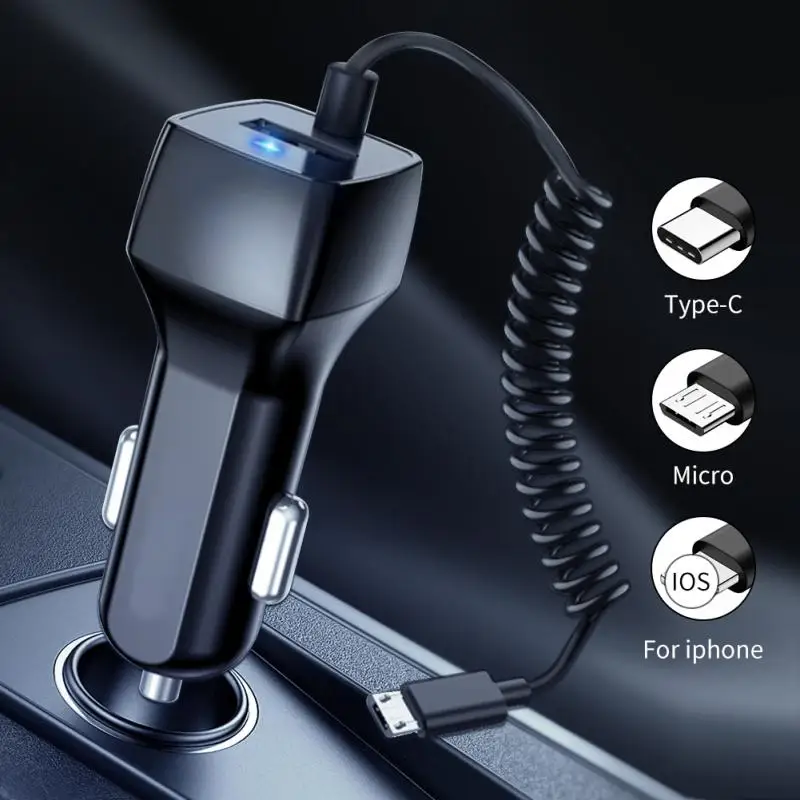 Автомобильное зарядное устройство с Micro USB Type-C и Apple кабелем |