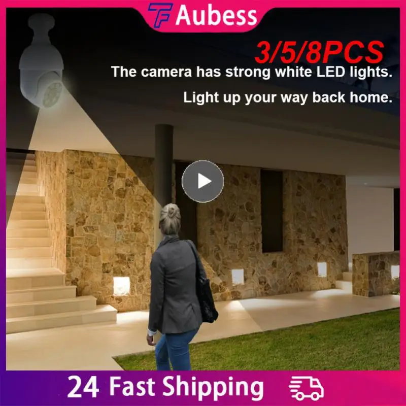 

3/5/8PCS Light Bulb Smart Camera Auto Tracking Two Way Audio Ip Camera 1080p Hd Remote Viewing Cctv Camera E27 Bulb