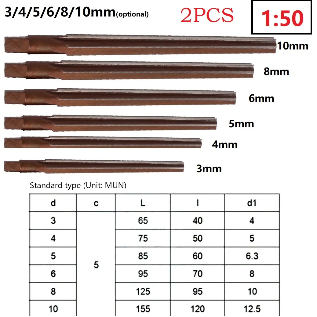 

2PCS 1:50 Conical Degree Sharp Manual Pin Taper Shank Hand Reamer 3/4/5/6/8/10mm Plumbing Tool Herramienta De Plomero Milling