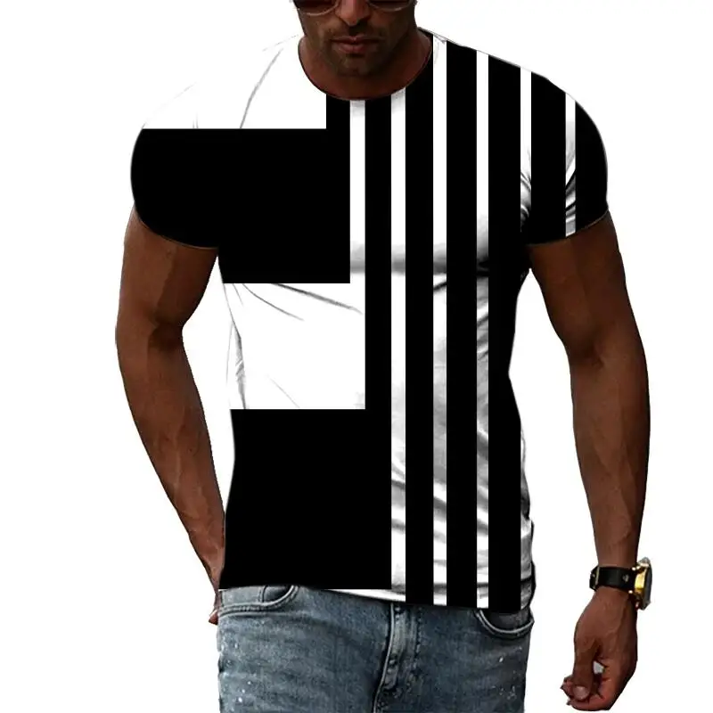 

Футболка мужская с круглым вырезом и коротким рукавом, Модная креативная Повседневная рубашка с абстрактным графическим 3D-принтом в стиле ...