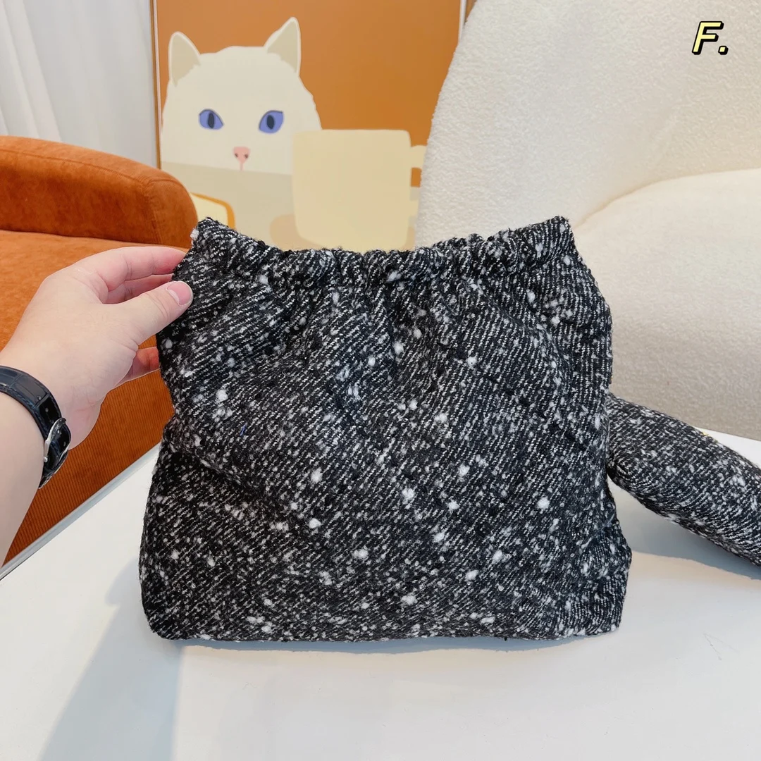 

Женская шерстяная сумка на плечо, дизайнерская вместительная сумка для покупок, Осень-зима 2023