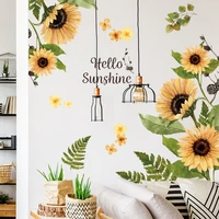 new sunflower green plant flower wall stickers living room bedroom corridor door porch decoration painting home background decor